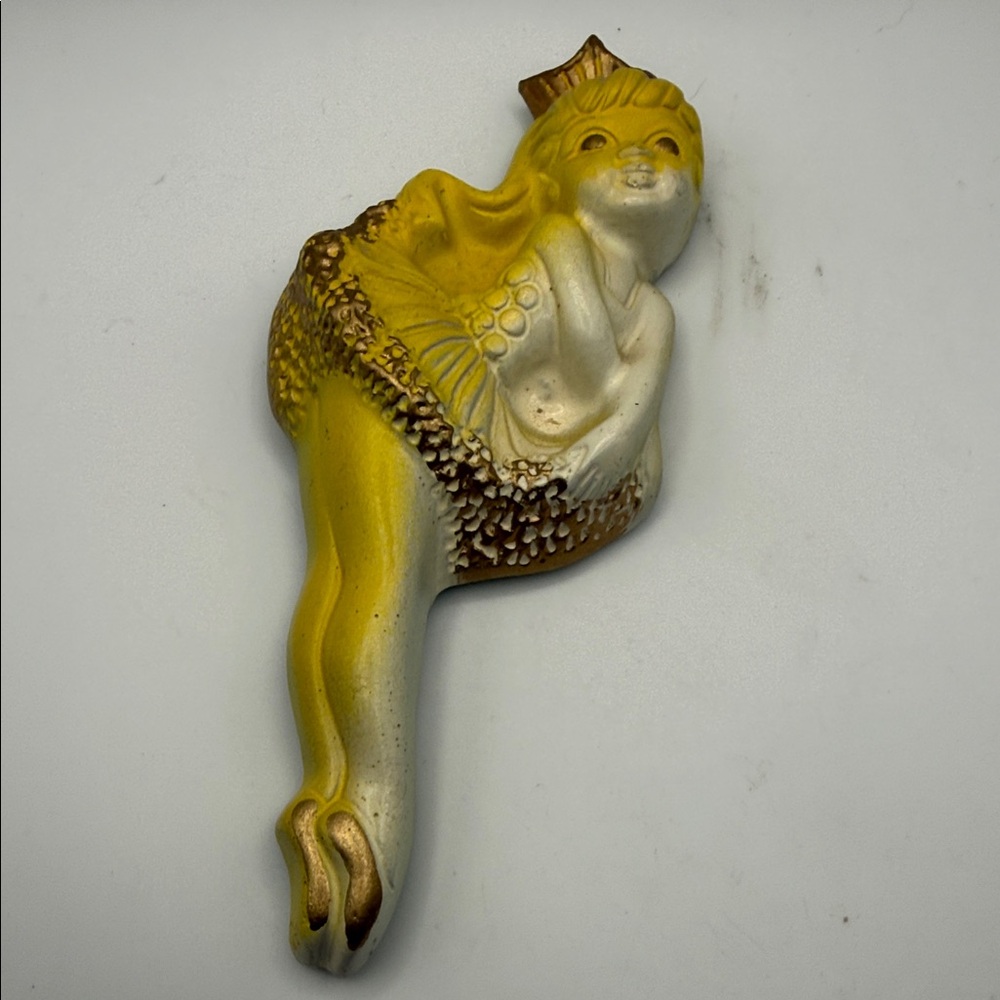 Vintage Chalkware Ballerina gold and yellow